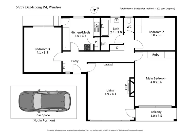 Floorplan of Homely apartment listing, 5/237 Dandenong Road, Windsor VIC 3181