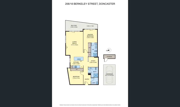 Floorplan of Homely apartment listing, 206/18 Berkeley Street, Doncaster VIC 3108