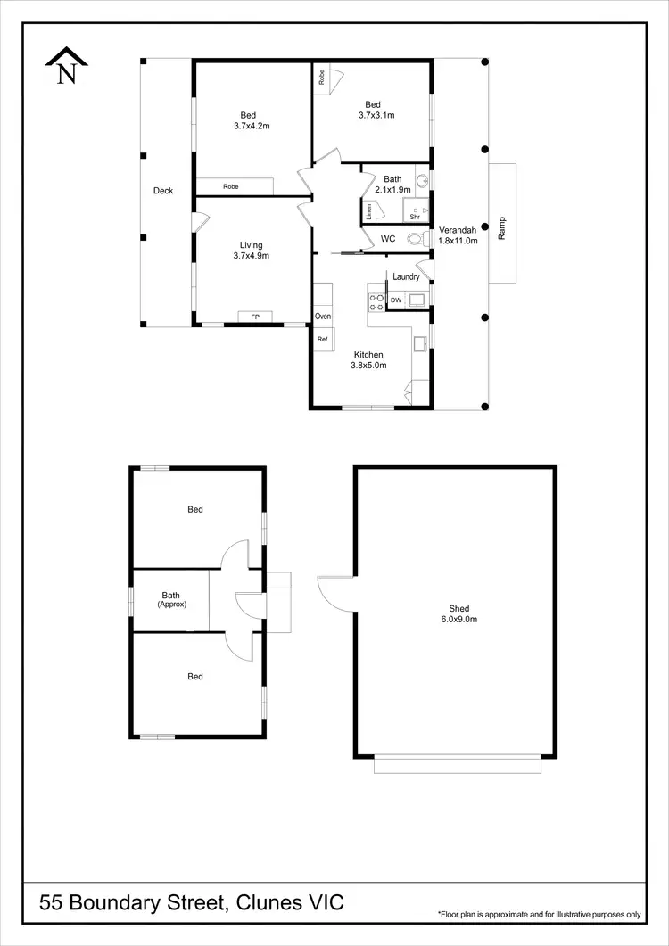 Floorplan of Homely house listing, 55 Boundary Street, Clunes VIC 3370