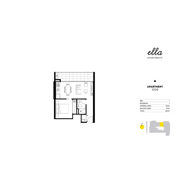 Floorplan of Homely apartment listing, 1009/2 Claremont Street, South Yarra VIC 3141