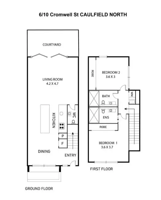 Floorplan of Homely townhouse listing, 6/10 Cromwell Street, Caulfield North VIC 3161