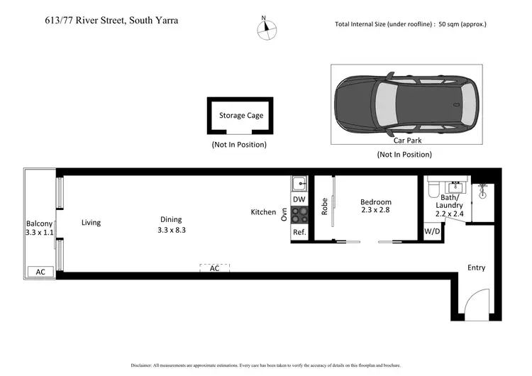 Floorplan of Homely apartment listing, 613/77 River Street, South Yarra VIC 3141
