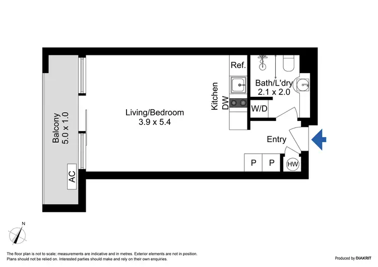 Floorplan of Homely studio listing, 1905/288 Spencer Street, Melbourne VIC 3000
