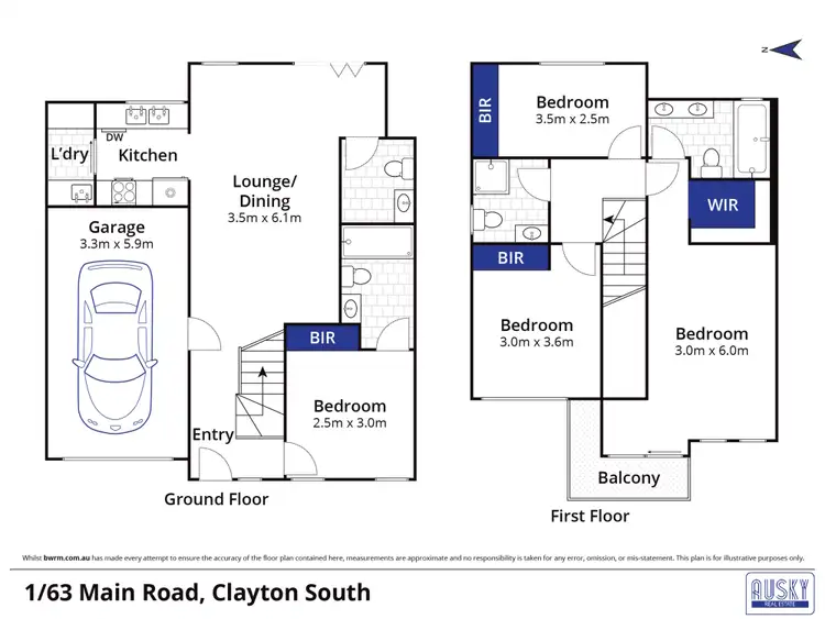 Floorplan of Homely townhouse listing, 1/63 Main Road, Clayton South VIC 3169