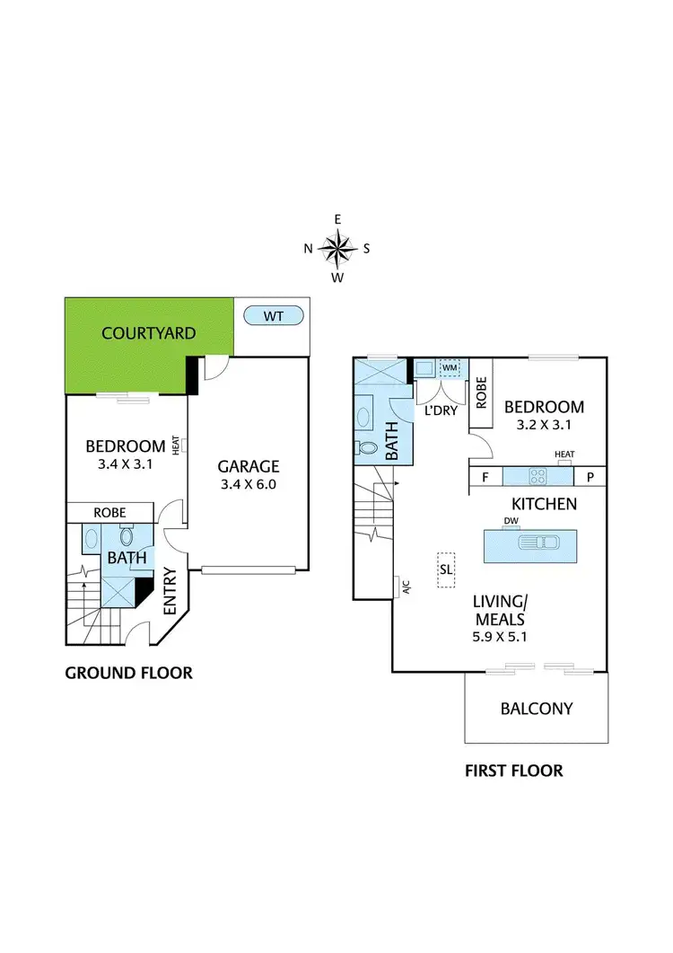 Floorplan of Homely townhouse listing, 2/98 Normanby Avenue, Thornbury VIC 3071