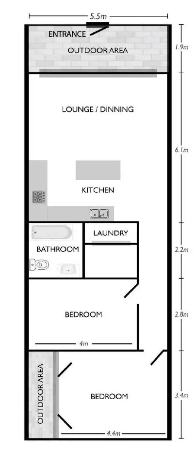 Floorplan of Homely unit listing, Rear/286 Sydney Road, Coburg VIC 3058