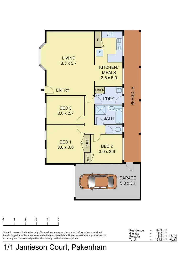 Floorplan of Homely unit listing, 1/1 Jamieson Court, Pakenham VIC 3810