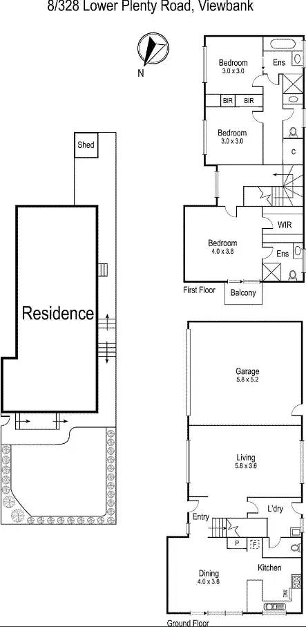 Floorplan of Homely townhouse listing, 8/328 Lower Plenty Road, Viewbank VIC 3084
