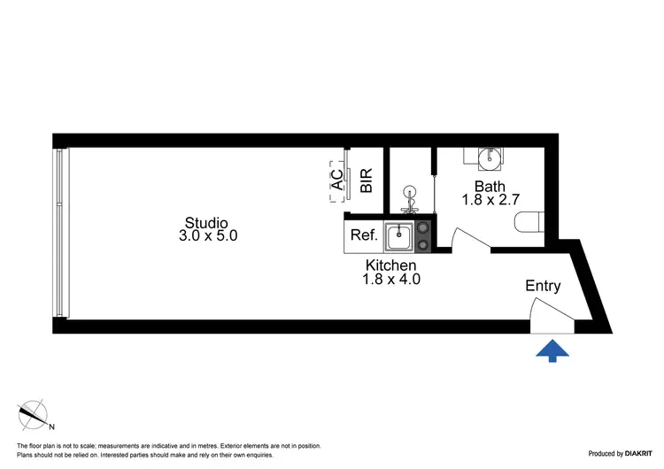 Floorplan of Homely studio listing, 1125/43 Therry Street, Melbourne VIC 3000