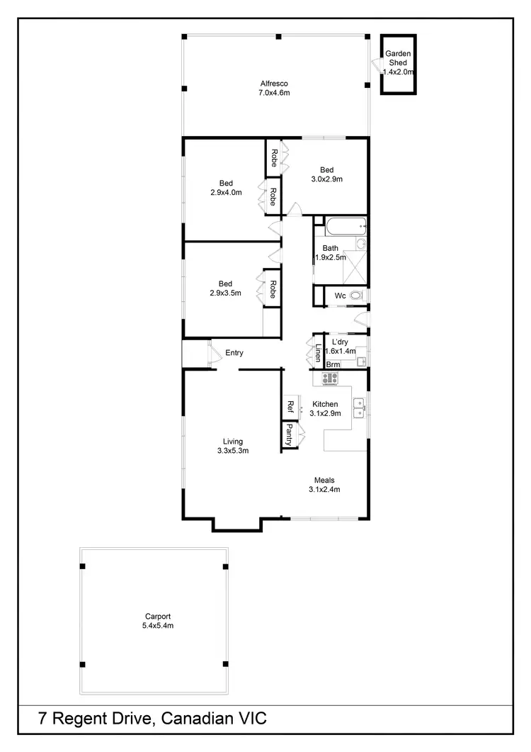 Floorplan of Homely house listing, 7 Regent Drive, Canadian VIC 3350