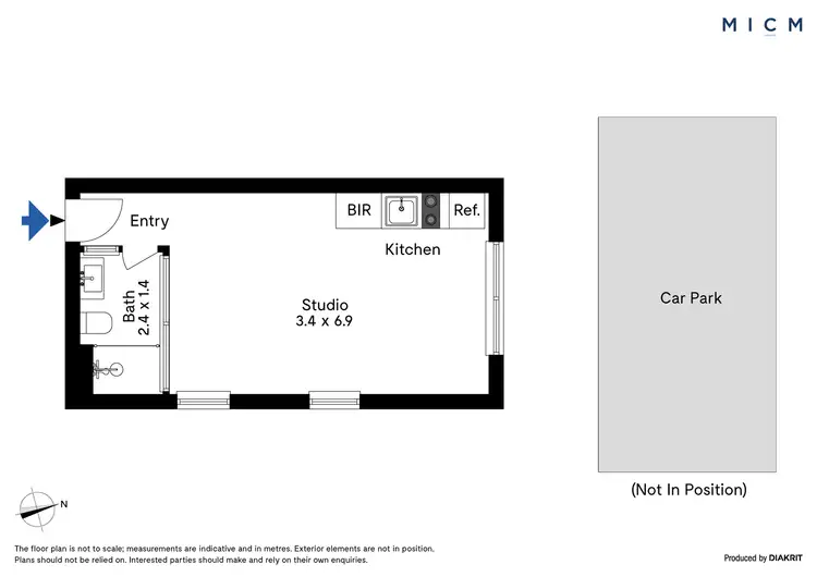Floorplan of Homely studio listing, 418/616 Glenferrie Road, Hawthorn VIC 3122