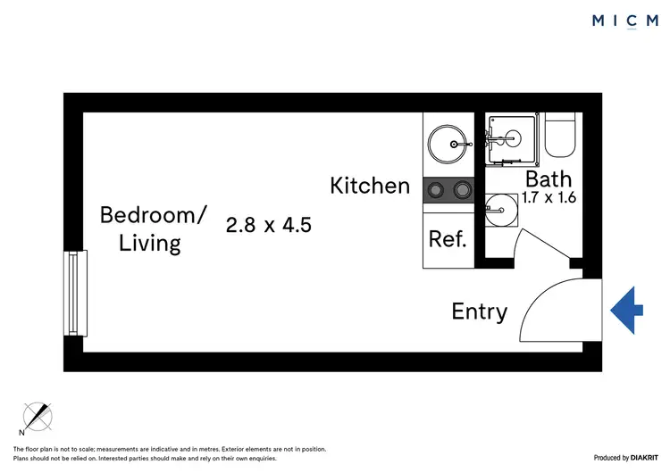 Floorplan of Homely studio listing, 309/268 Flinders Street, Melbourne VIC 3000