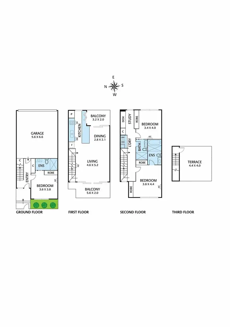 Floorplan of Homely townhouse listing, 44 Joel Terrace, Alphington VIC 3078