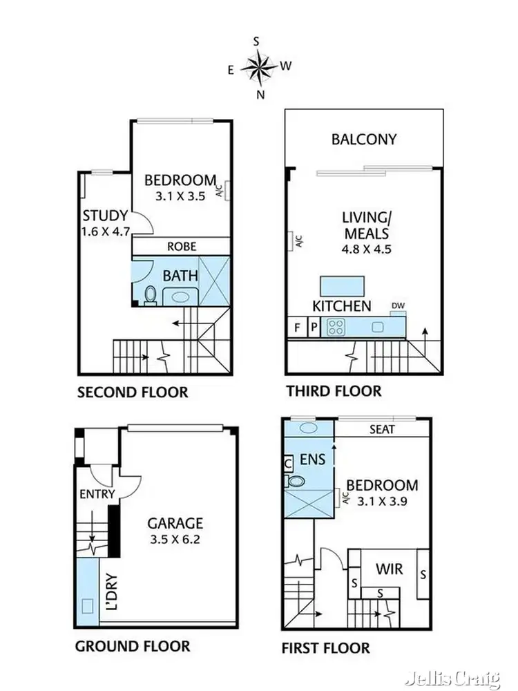 Floorplan of Homely townhouse listing, 9 Curzon Place, North Melbourne VIC 3051