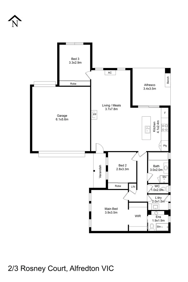 Floorplan of Homely house listing, 2/3 Rosney Court, Alfredton VIC 3350
