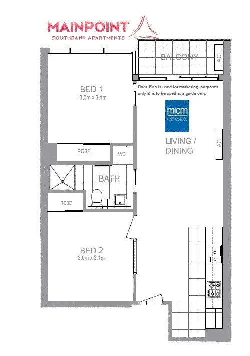 Floorplan of Homely apartment listing, 3101/241 City Road, Southbank VIC 3006