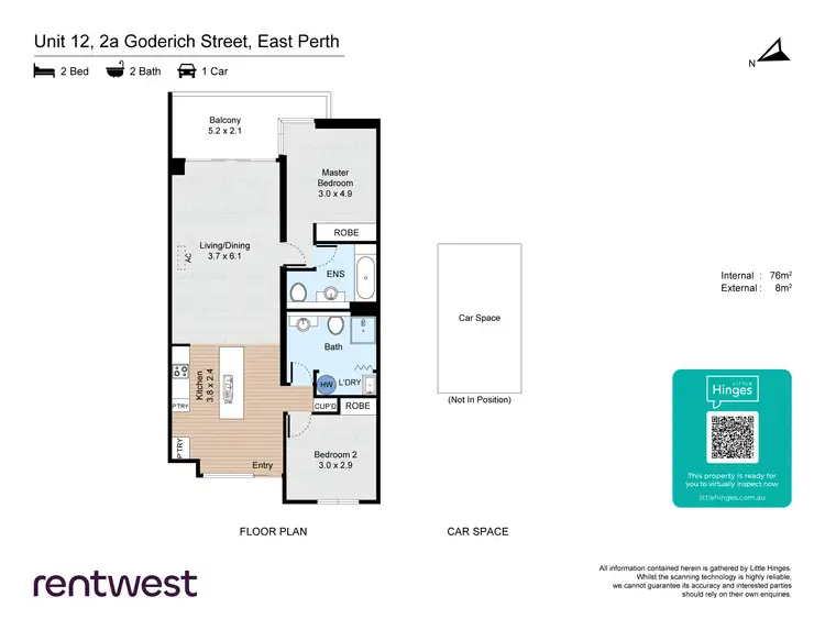 Floorplan of Homely apartment listing, 12/2A Goderich St, East Perth WA 6004