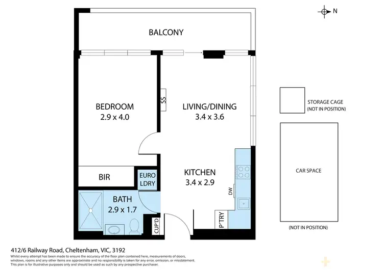 Floorplan of Homely apartment listing, 412/6 Railway Road, Cheltenham VIC 3192
