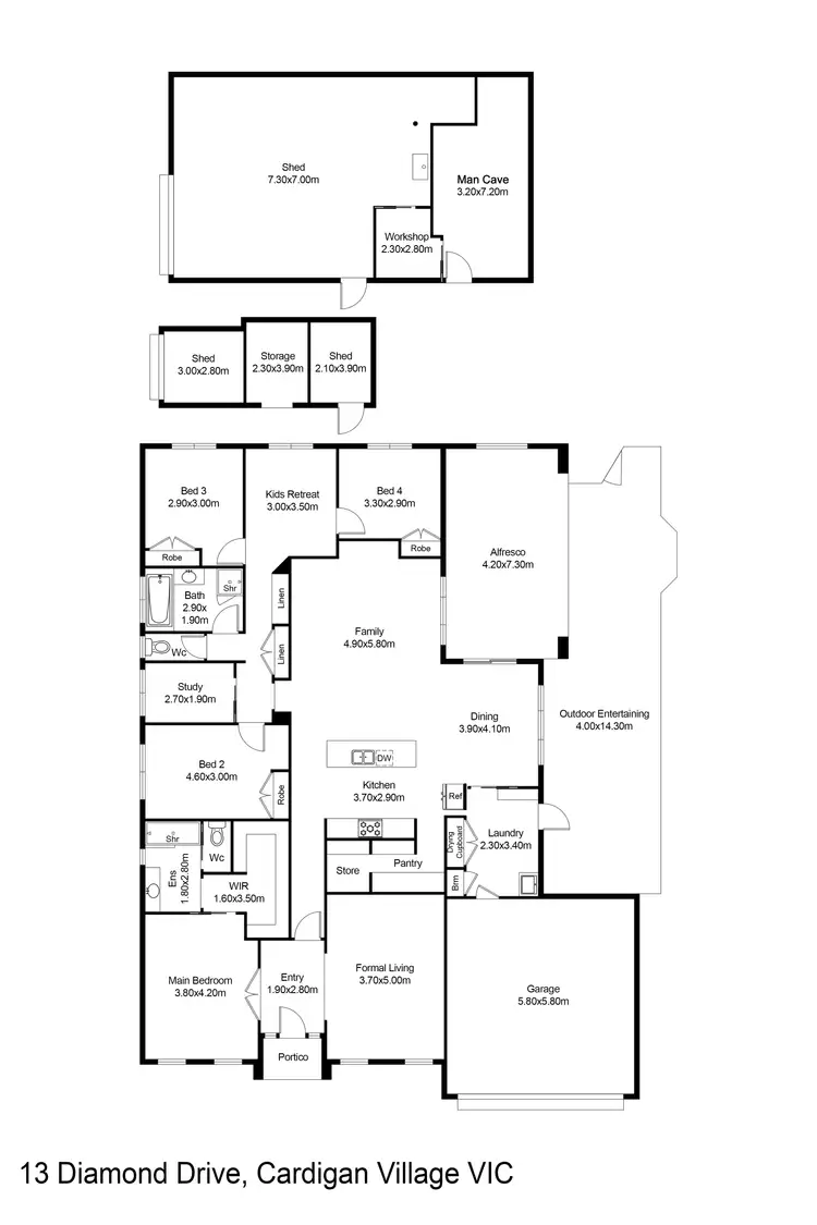 Floorplan of Homely house listing, 13 Diamond Drive, Cardigan Village VIC 3352