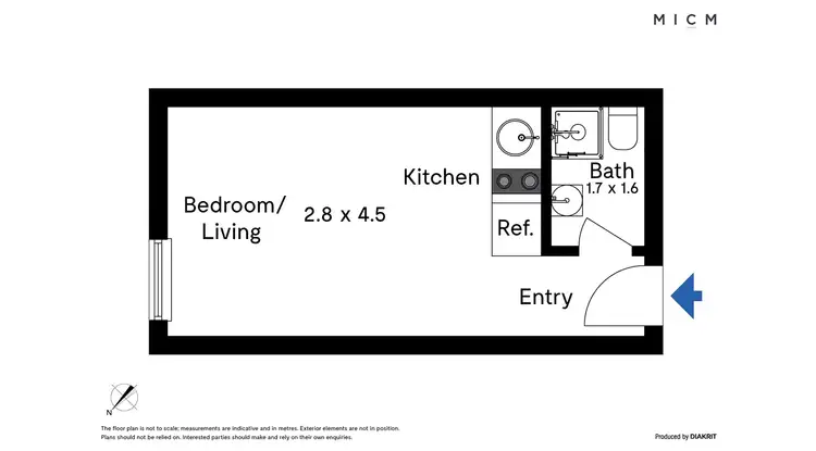 Floorplan of Homely studio listing, 309/268 Flinders Street, Melbourne VIC 3000