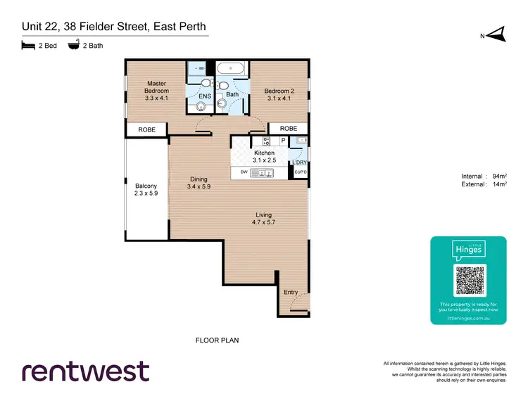 Floorplan of Homely apartment listing, 22/38 Fielder St, East Perth WA 6004