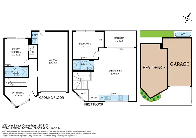 Floorplan of Homely townhouse listing, 2/23 Jean Street, Cheltenham VIC 3192