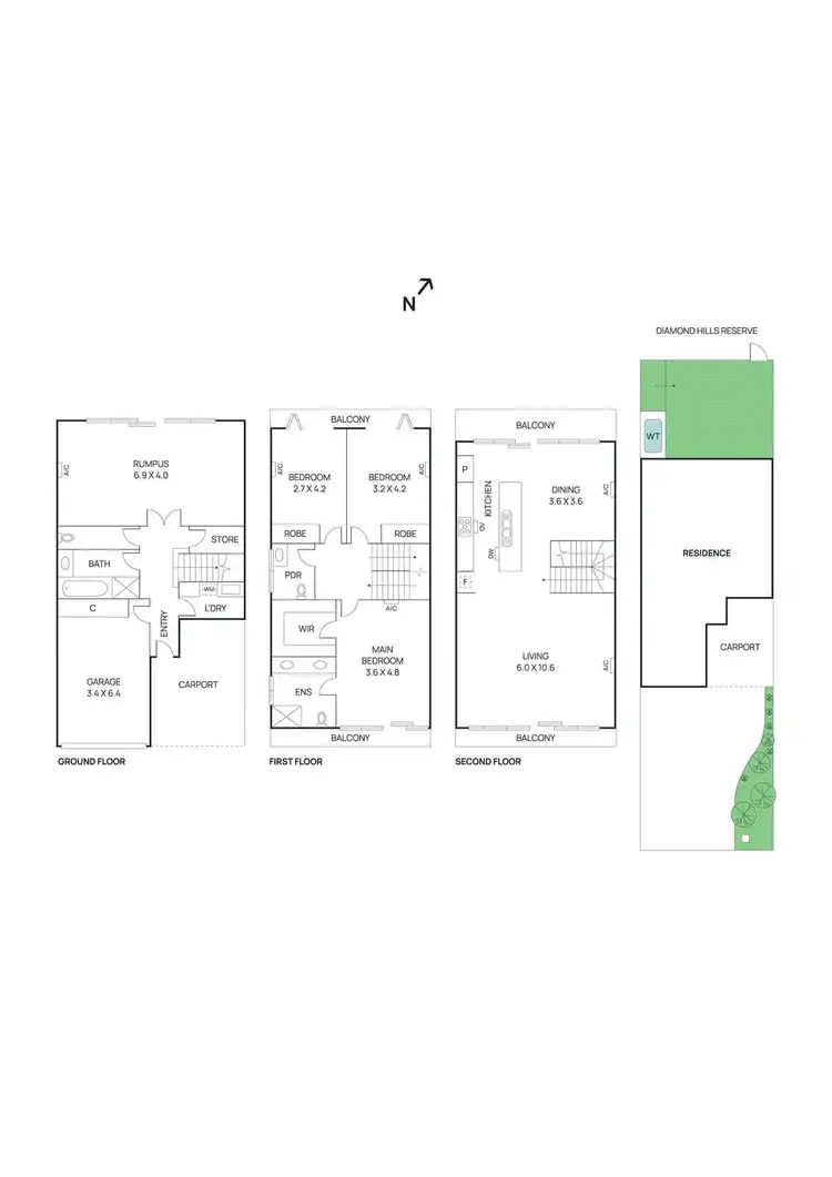 Floorplan of Homely townhouse listing, 11 Diamond Boulevard, Greensborough VIC 3088