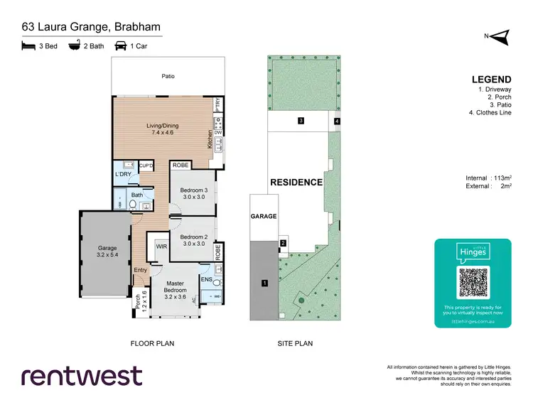 Floorplan of Homely semi-detached listing, 63 Laura Grange, Brabham WA 6055