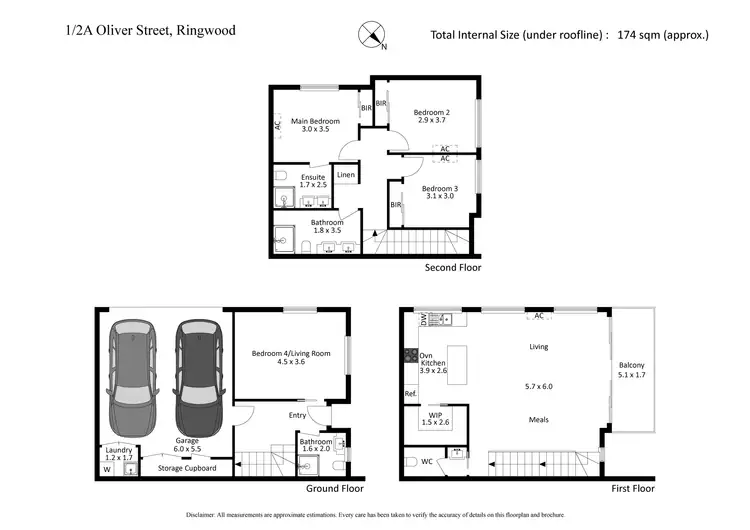 Floorplan of Homely townhouse listing, 1/2A Oliver Street, Ringwood VIC 3134