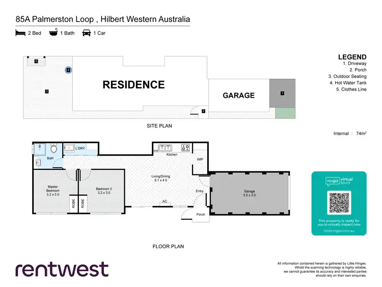 Floorplan of Homely semi-detached listing, 85A Palmerston Lp, Hilbert WA 6112