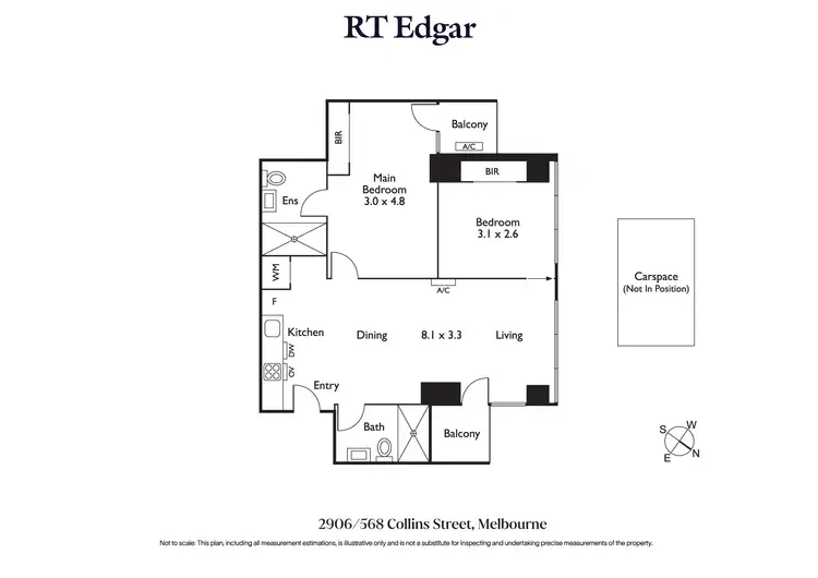 Floorplan of Homely apartment listing, 2906/568 Collins Street, Melbourne VIC 3000