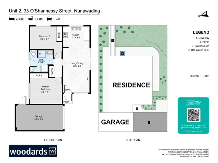 Floorplan of Homely unit listing, 2/33 O'Shannessy Street, Nunawading VIC 3131