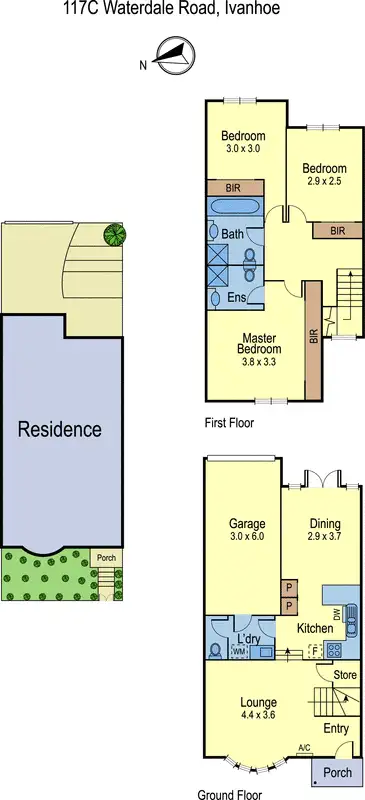 Floorplan of Homely townhouse listing, 117C Waterdale Road, Ivanhoe VIC 3079