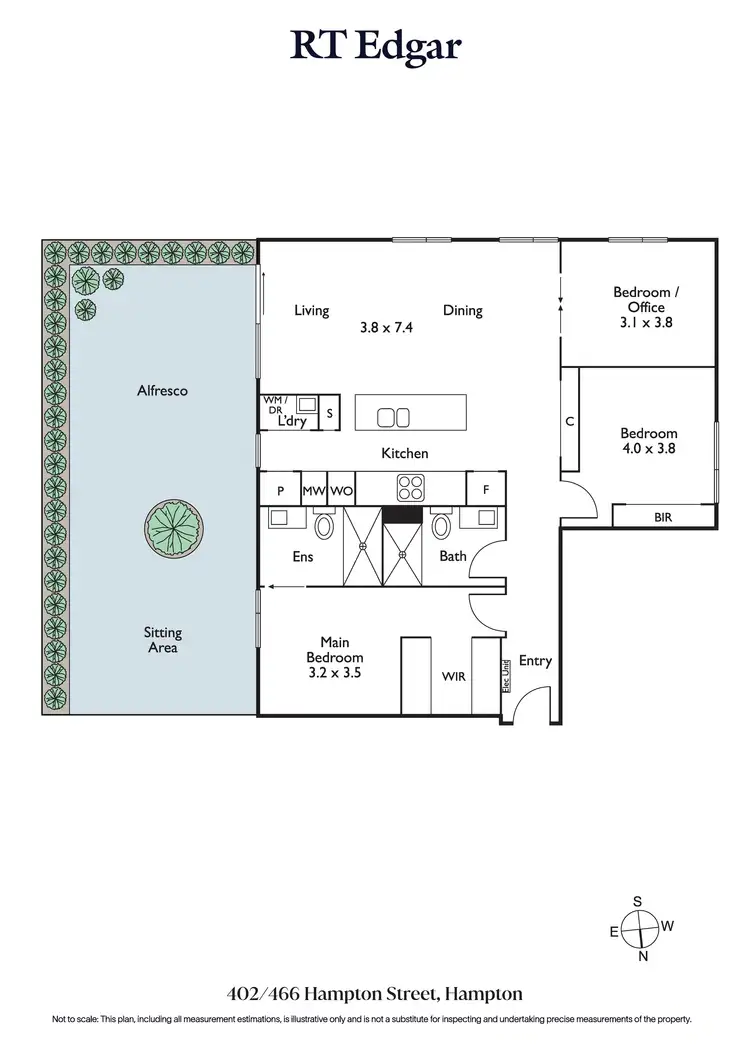 Floorplan of Homely apartment listing, 402/466 Hampton Street, Hampton VIC 3188