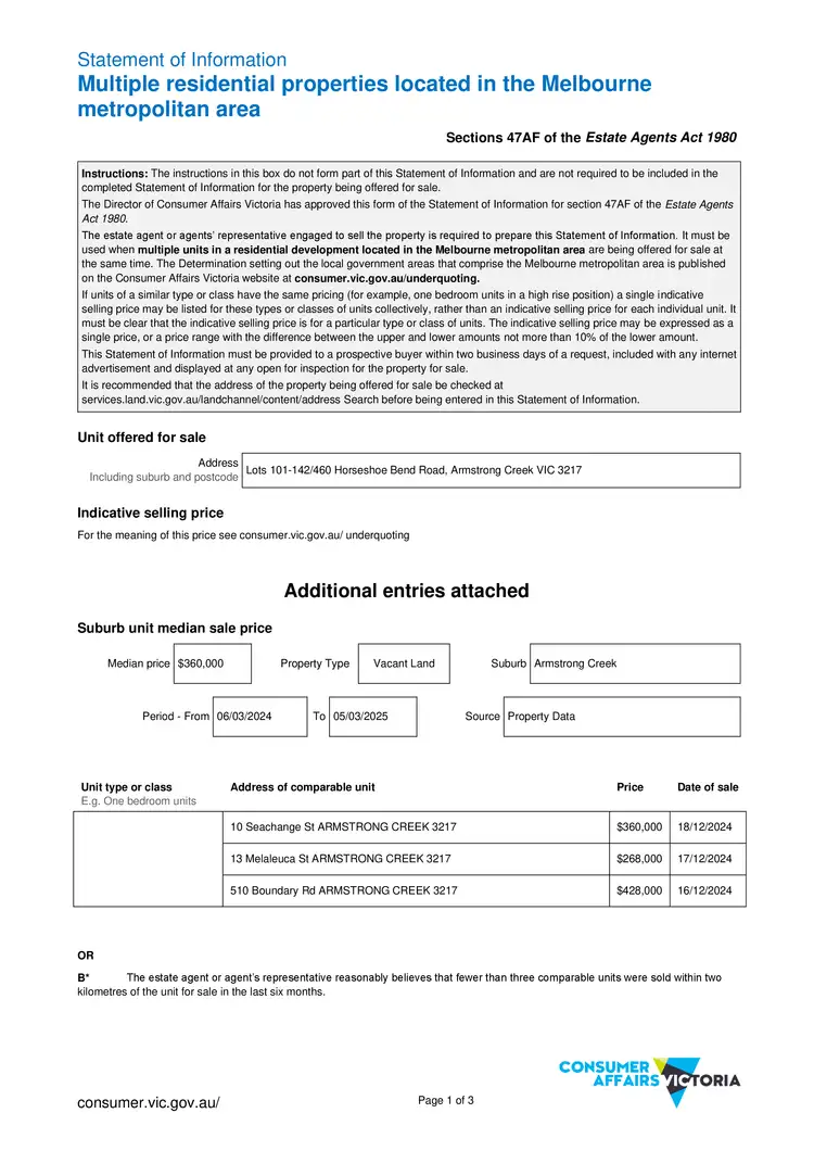 Floorplan of Homely land listing, LOT Lot 137, 460 Horseshoe Bend Road, Armstrong Creek VIC 3217