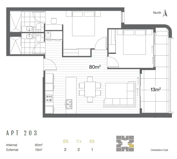 Floorplan of Homely apartment listing, 203/19 Central Avenue, Moorabbin VIC 3189