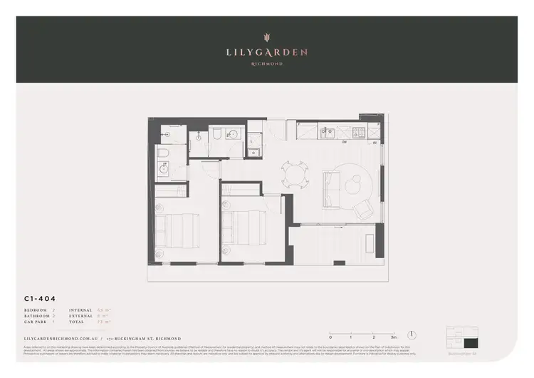 Floorplan of Homely apartment listing, 404/169 Buckingham Street, Richmond VIC 3121