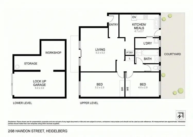 Floorplan of Homely unit listing, 2/98 Hawdon Street, Heidelberg VIC 3084