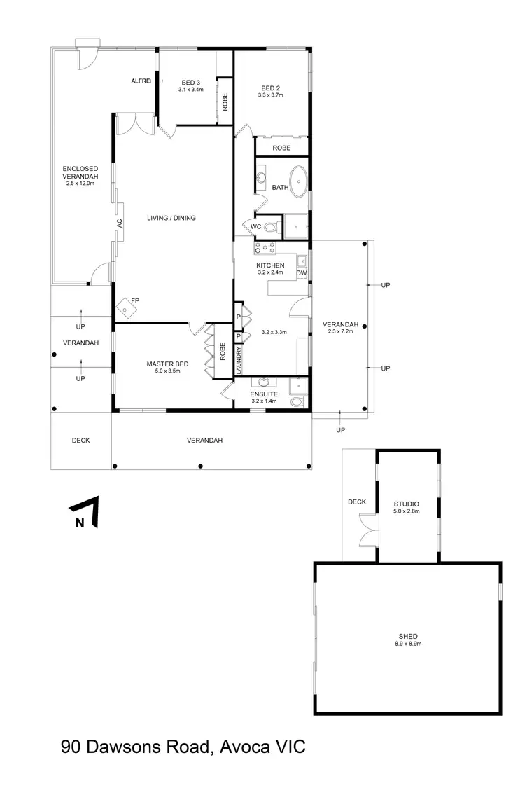 Floorplan of Homely house listing, 90 Dawsons Road, Avoca VIC 3467