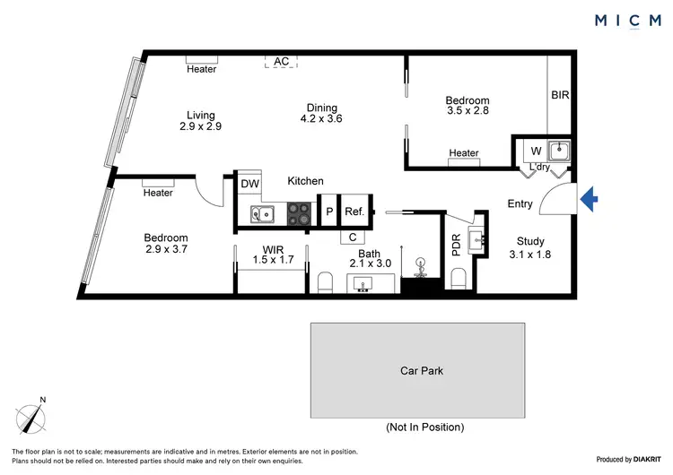 Floorplan of Homely apartment listing, 1304/68 La Trobe Street, Melbourne VIC 3000