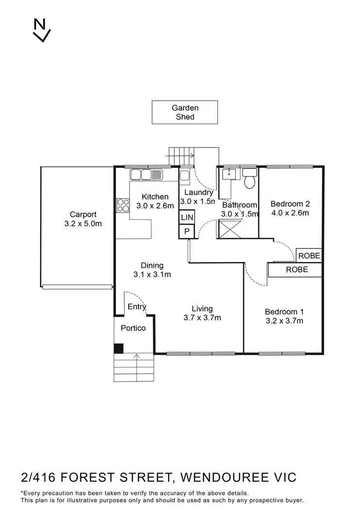 Floorplan of Homely unit listing, 2/416 Forest Street, Wendouree VIC 3355