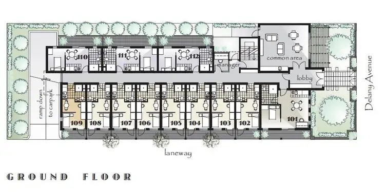 Floorplan of Homely studio listing, 112/1 Delany Avenue, Burwood VIC 3125