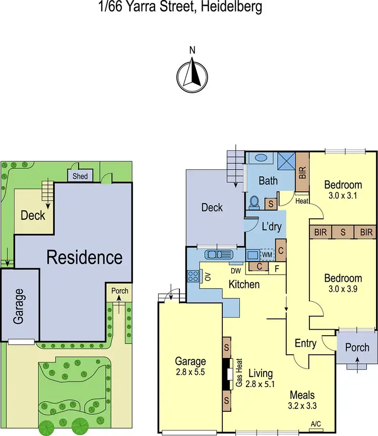 Floorplan of Homely unit listing, 1/66 Yarra Street, Heidelberg VIC 3084