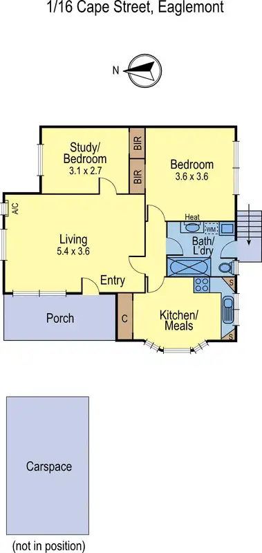 Floorplan of Homely unit listing, 1/16 Cape Street, Eaglemont VIC 3084
