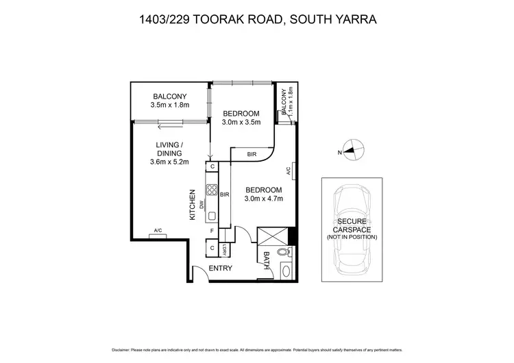 Floorplan of Homely apartment listing, 1403/229 Toorak Road, South Yarra VIC 3141