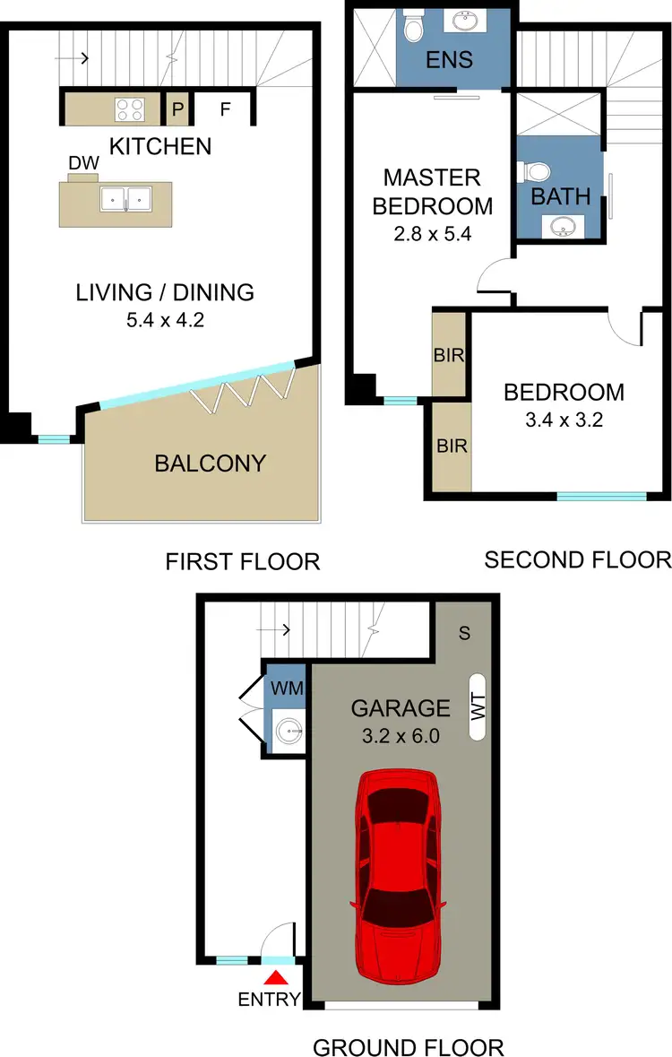 Floorplan of Homely townhouse listing, 3/73 Gadd Street, Northcote VIC 3070