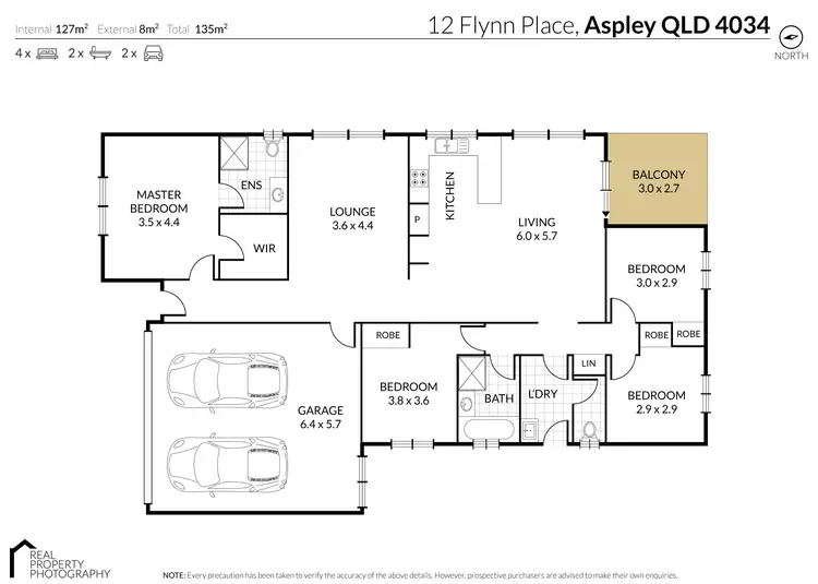 Floorplan of Homely house listing, 12 Flynn  Place, Aspley QLD 4034