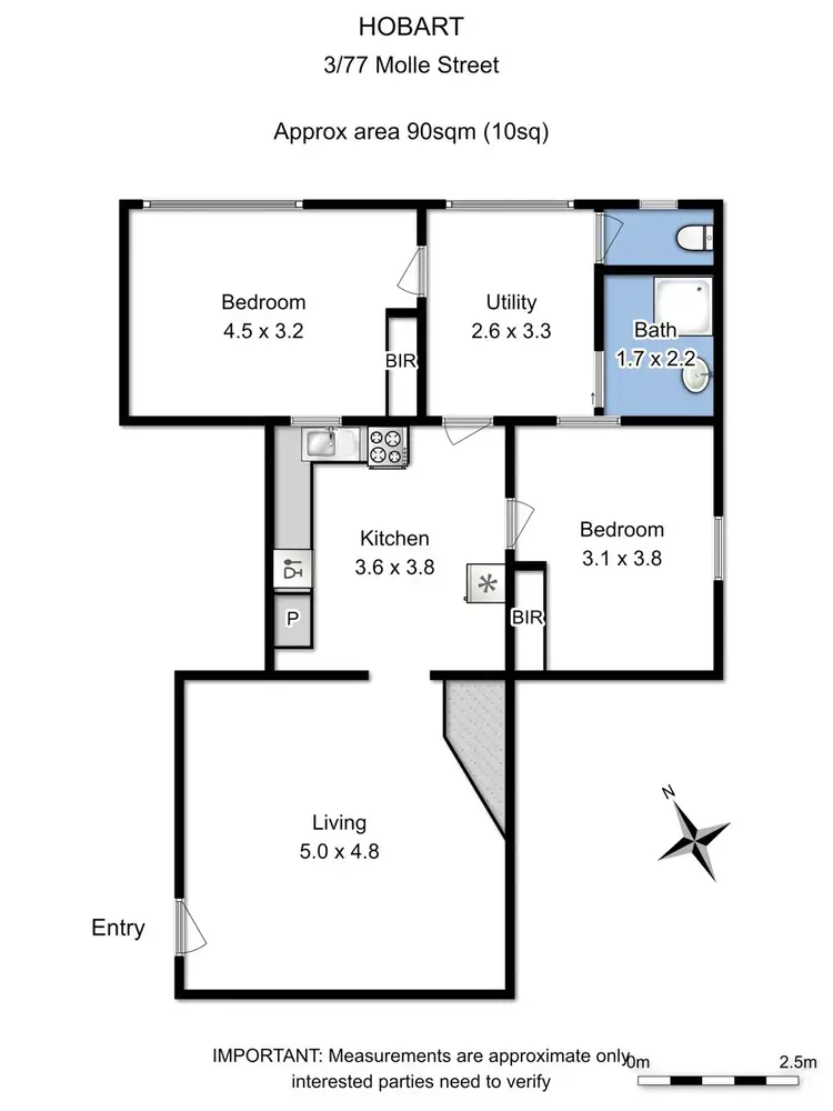 Floorplan of Homely apartment listing, 3/77 Molle Street, Hobart TAS 7000