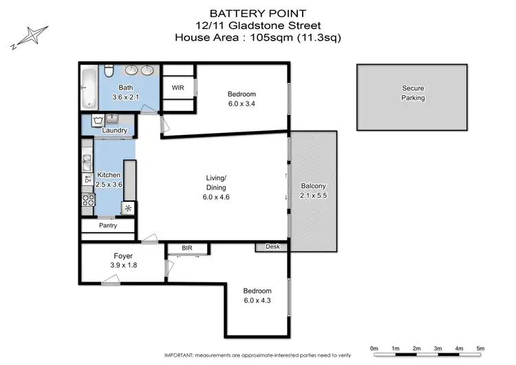 Floorplan of Homely apartment listing, 12/11 Gladstone Street, Battery Point TAS 7004