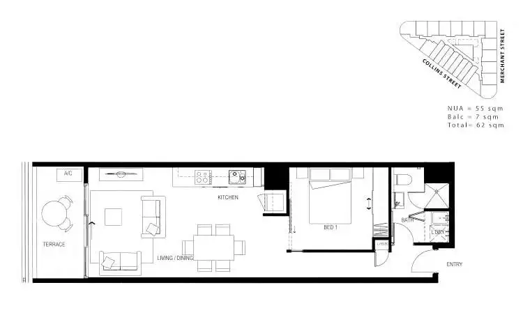 Floorplan of Homely apartment listing, 822/55 Merchant Street, Docklands VIC 3008